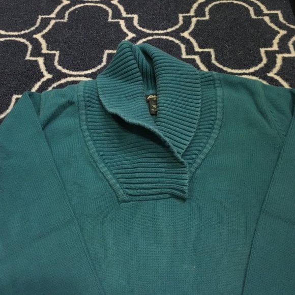 Eddie Bauer turquoise cotton sweater - Picture 2 of 3
